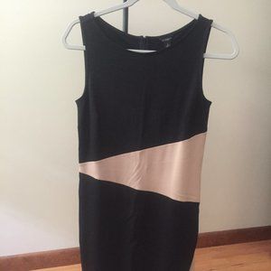 Ann Taylor Women's Sheath Midi Dress Black and Tan Size 2